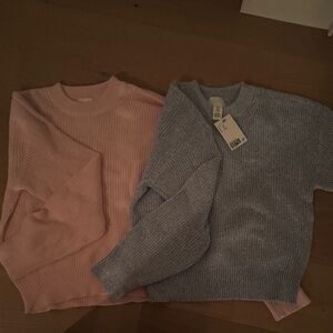 H&M Soft Pink and Classic Gray Sweater Set
